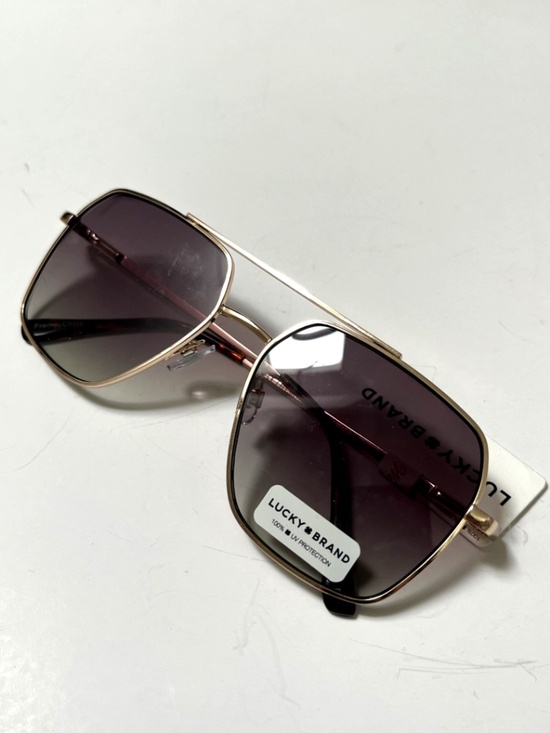 New LUCKY BRAND Double Bridge Aviator Sunglasses Metal Brown Lens